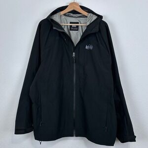 REI Co-op Teris GTX Rain Jacket Mens L Black Gore-Tex Hooded Pockets 24519-F23